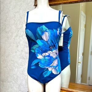Gottex Royal Blue Floral Print One-Piece Swimsuit